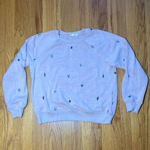 Threads 4 Thought Cacti Embroidered Cactus Raglan Pullover Sweatshirt Size M